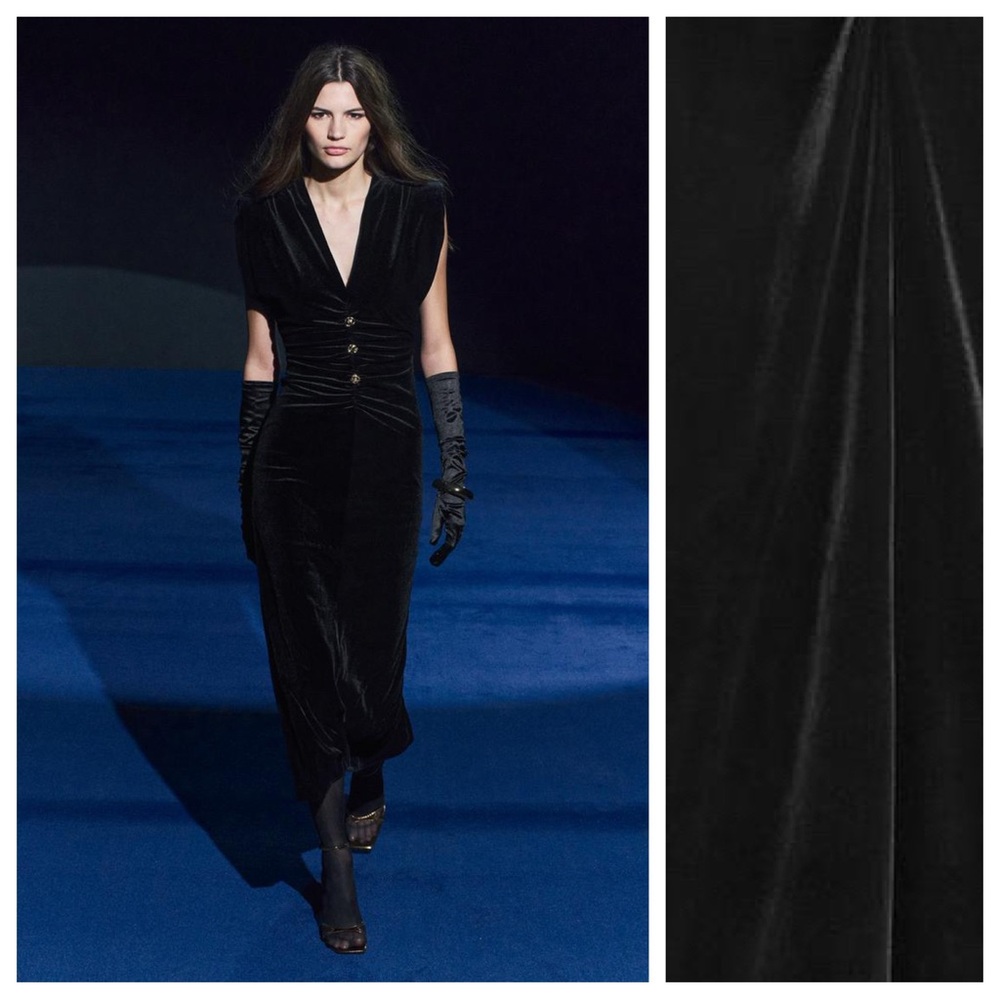 Zara Black Velvet Midi Dress